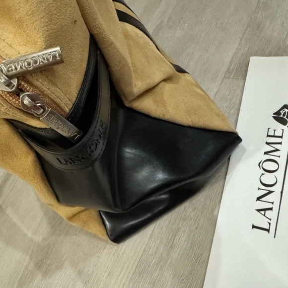 LANCÔME Large Tote/Hobo Bag - Faux Suede Calf Color With Black Bottom/Straps - Picture 8 of 12